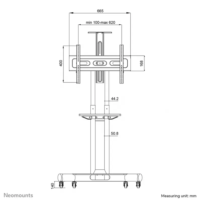 Carro para TV Neomounts NM-M1700 negro 32-75 inch, negro, soporte de suelo fijo, acero, 50 kg, 81,3 cm (32 inch), 190,5 cm (75 inch)