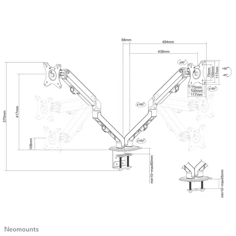Soporte para monitor Neomounts FPMA-D650D negro 17-27