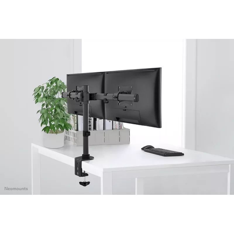 Brazo para monitor Neomounts FPMA-DCB100D negro 10-27 inch, pinza/pasacables de mesa, 10 kg, 25,4 cm (10 inch), 68,6 cm (27 inch), 100 x 100 mm, negro