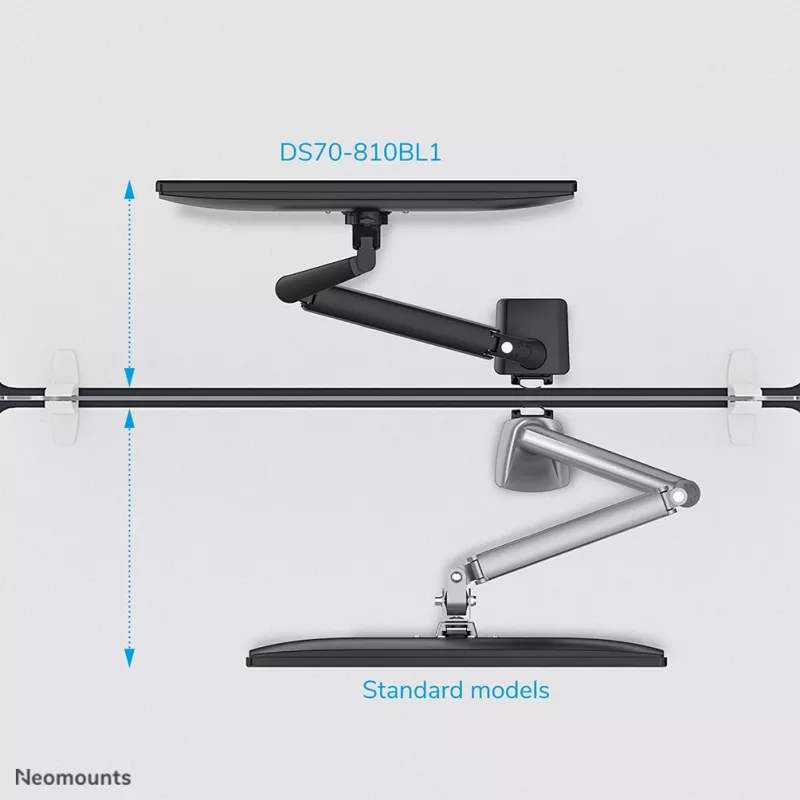 Brazo para monitor Neomounts DS70-810BL1 17-32 inch - gas - que ahorra espacio - tope de 180°