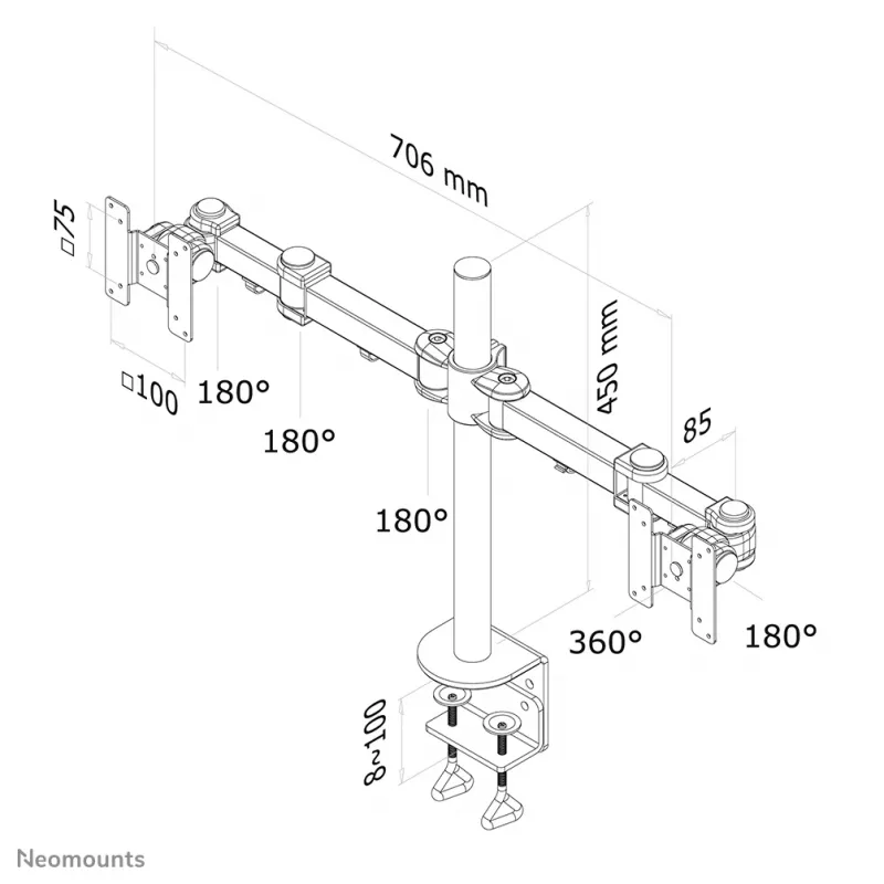 Neomounts FPMA-D960D Brazo de monitor 10-27