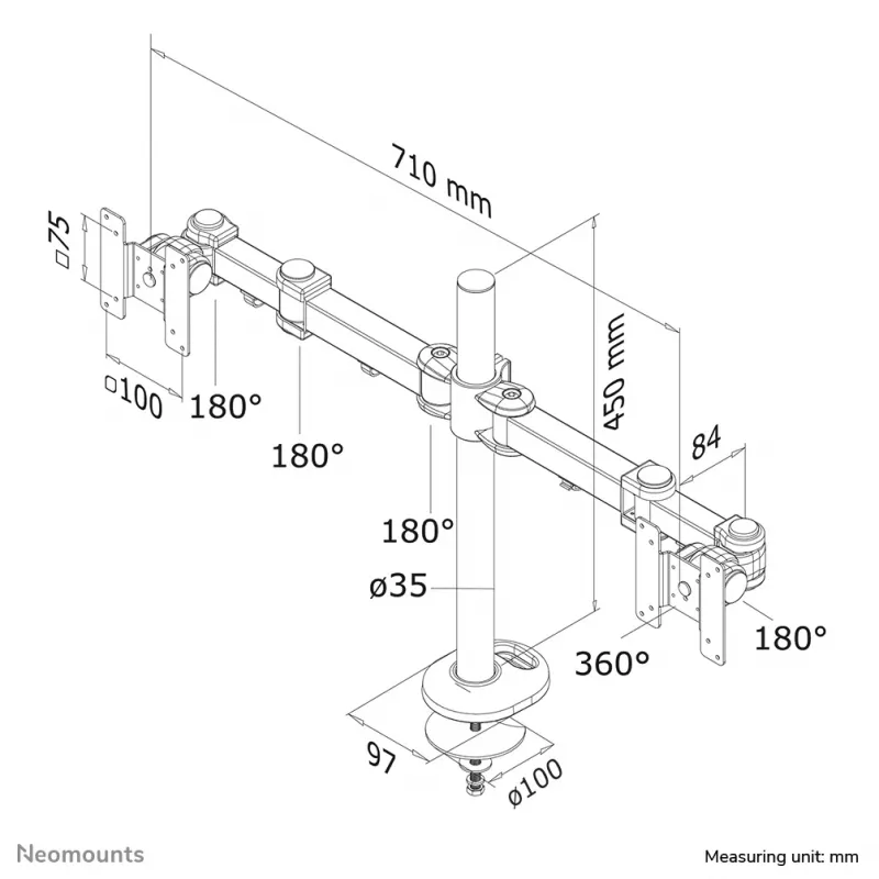 Neomounts FPMA-D960DG Brazo de monitor 10-27