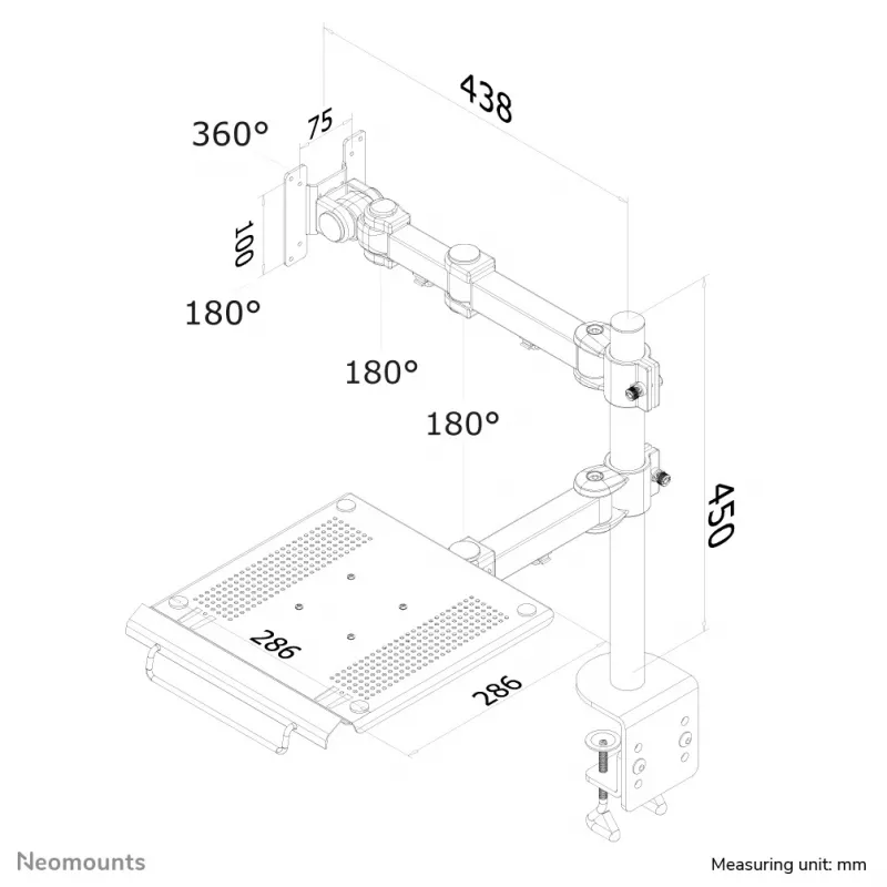 Neomounts FPMA-D960NOTEBOOK Soporte de monitor con soporte para portátil 10-27