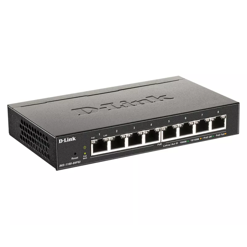 D-Link DGS-1100-08PV2 Managed L2/L3 Gigabit Ethernet (10/100/1000) Power over Ethernet (PoE) negro
