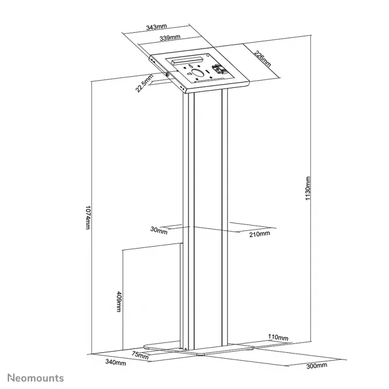Neomounts FL15-750WH1 soporte de suelo para tablet 9,7–11 pulgadas - con cerradura