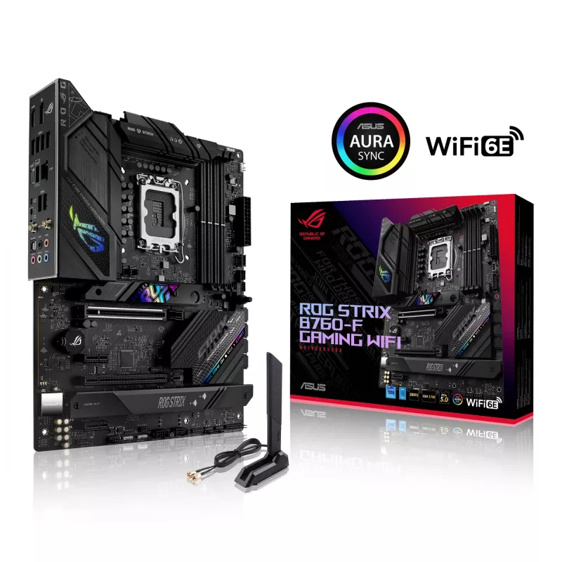 Placa base ASUS ROG STRIX B760-F GAMING WIFI — Intel B760, LGA 1700, ATX, DDR5, 4 DIMM, Wi‑Fi 6E, LAN 2.5 Gb