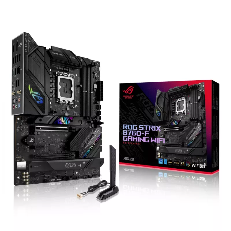 Placa base ASUS ROG STRIX B760-F GAMING WIFI — Intel B760, LGA 1700, ATX, DDR5, 4 DIMM, Wi‑Fi 6E, LAN 2.5 Gb