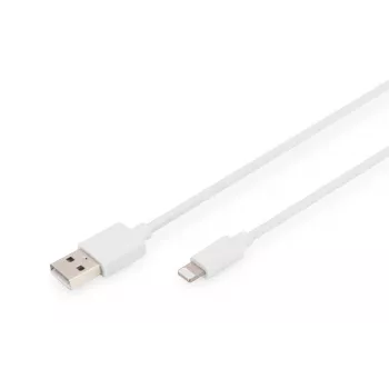 DIGITUS Cable de datos y carga USB-A a Lightning MFI C89, 2 m, blanco, 5 V, 2,4 A