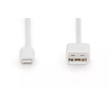DIGITUS Cable de datos y carga USB-A a Lightning MFI C89, 2 m, blanco, 5 V, 2,4 A