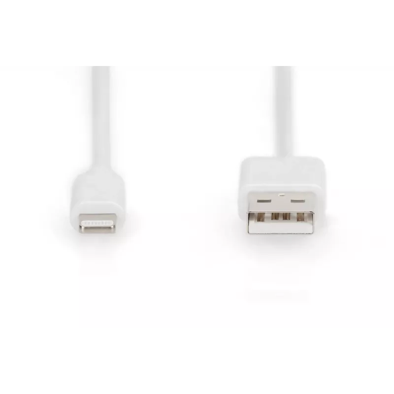 DIGITUS Cable de datos y carga USB-A a Lightning MFI C89, 2 m, blanco, 5 V, 2,4 A