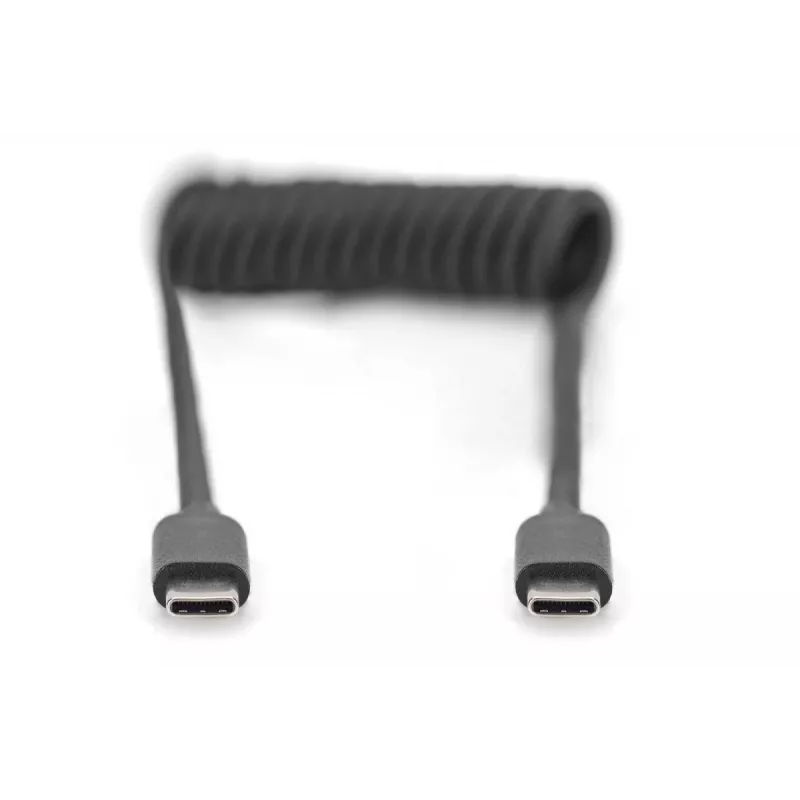 DIGITUS Cable espiral USB - tipo C a USB - tipo C, TPU USB 2.0, PD60W Máx; 1m