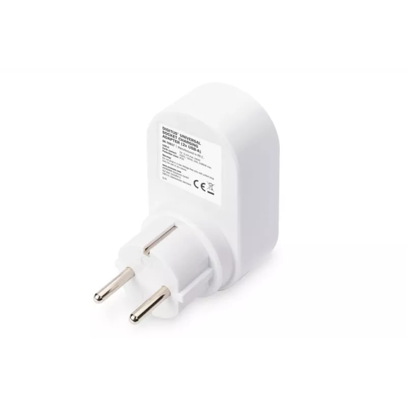 DIGITUS Fuente de alimentación con 2 puertos USB 250V, 50 Hz, USB: 5V, 2,1A, blanco / gris