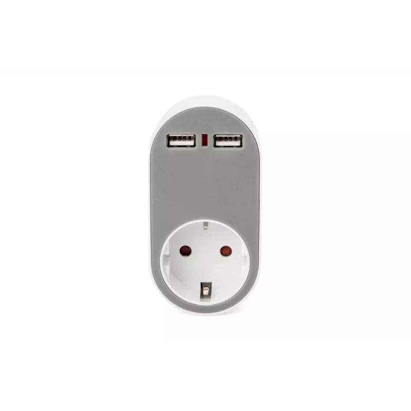 DIGITUS Fuente de alimentación con 2 puertos USB 250V, 50 Hz, USB: 5V, 2,1A, blanco / gris