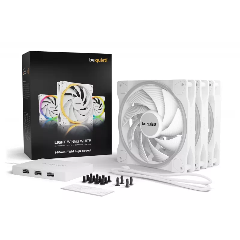 be quiet Light Wings White | 140mm PWM high-speed Triple-Pack ventilador para carcasa de PC 14 cm 3 uds.