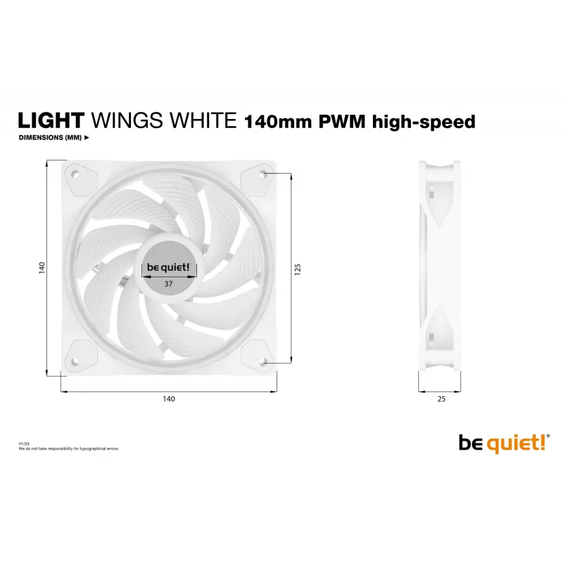 be quiet Light Wings White | 140mm PWM high-speed Triple-Pack ventilador para carcasa de PC 14 cm 3 uds.