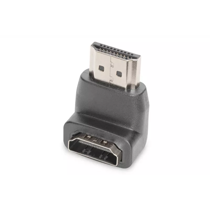 DIGITUS adaptador HDMI, Type-A, acodado 90° M/H, Ultra HD 60p, negro dorado