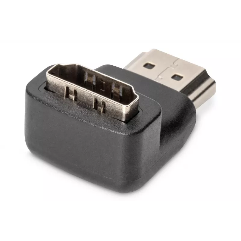DIGITUS adaptador HDMI, Type-A, acodado 90° M/H, Ultra HD 60p, negro dorado