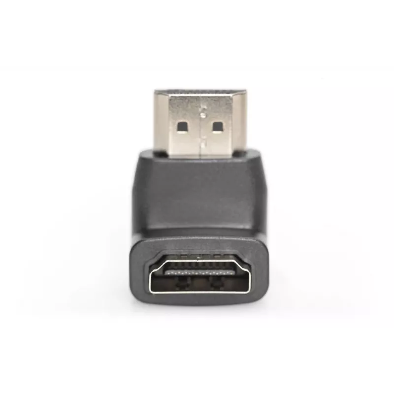 DIGITUS adaptador HDMI, Type-A, acodado 90° M/H, Ultra HD 60p, negro dorado