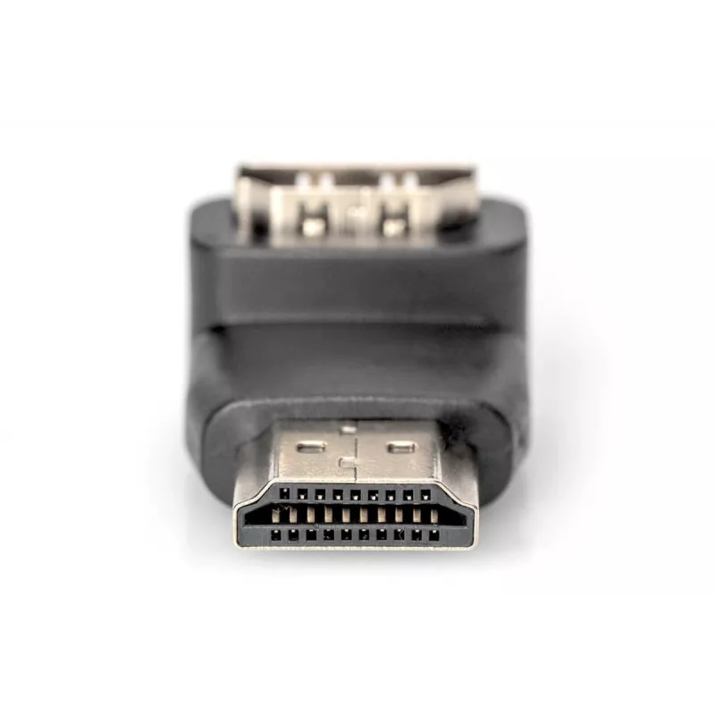 DIGITUS adaptador HDMI, Type-A, acodado 90° M/H, Ultra HD 60p, negro dorado