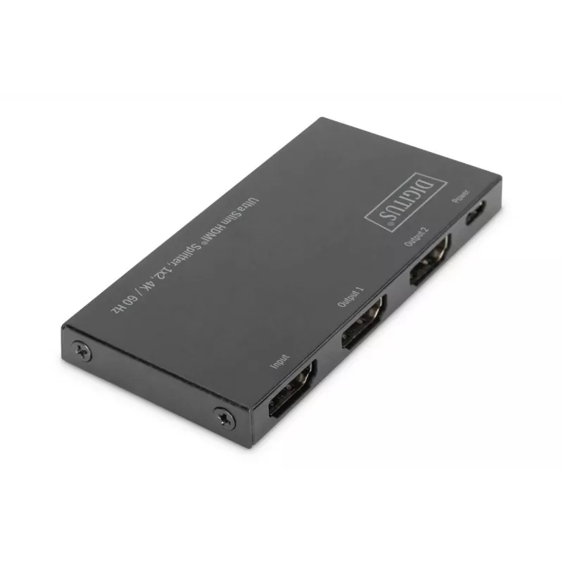 DIGITUS splitter HDMI ultra fino, 1x2, 4K/60Hz HDR, HDCP 2.2, 18 Gbps, alimentación Micro-USB