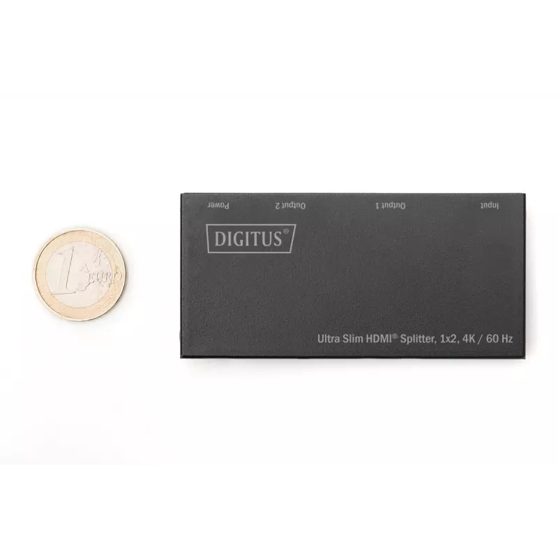 DIGITUS splitter HDMI ultra fino, 1x2, 4K/60Hz HDR, HDCP 2.2, 18 Gbps, alimentación Micro-USB
