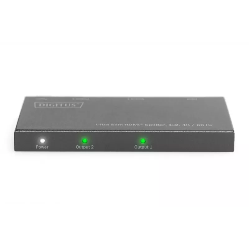 DIGITUS splitter HDMI ultra fino, 1x2, 4K/60Hz HDR, HDCP 2.2, 18 Gbps, alimentación Micro-USB