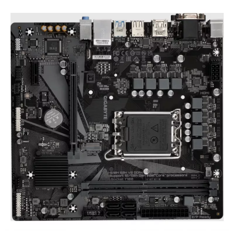 GIGABYTE H610M S2H V2 DDR4 placa base - compatible con CPUs Intel Core de 14.ª generación, VRM digital híbrido 6+1+1 fases, hasta 3200MHz DDR4 (OC), 1xPCIe 3.0 M.2, GbE LAN, USB 3.2 Gen 1