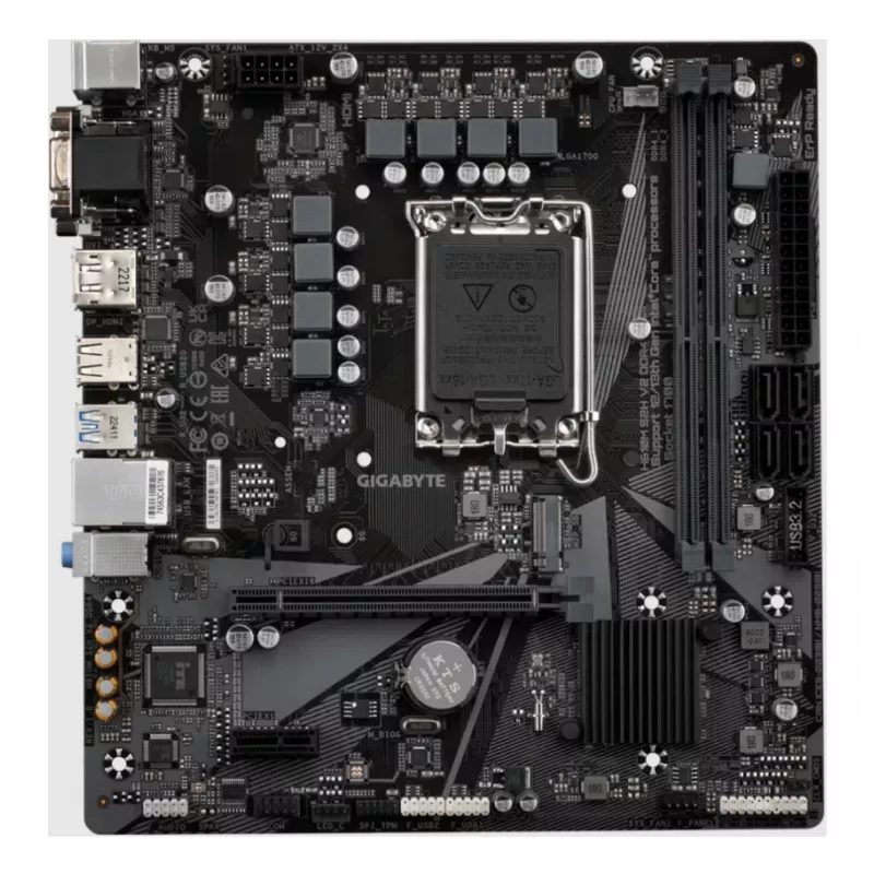 GIGABYTE H610M S2H V2 DDR4 placa base - compatible con CPUs Intel Core de 14.ª generación, VRM digital híbrido 6+1+1 fases, hasta 3200MHz DDR4 (OC), 1xPCIe 3.0 M.2, GbE LAN, USB 3.2 Gen 1