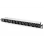 DIGITUS PDU de aluminio 1U para rack 8x C13 2x C19 16A 230VAC 50/60Hz conector IEC C20