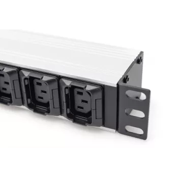 DIGITUS PDU de aluminio 1U para rack 8x C13 2x C19 16A 230VAC 50/60Hz conector IEC C20