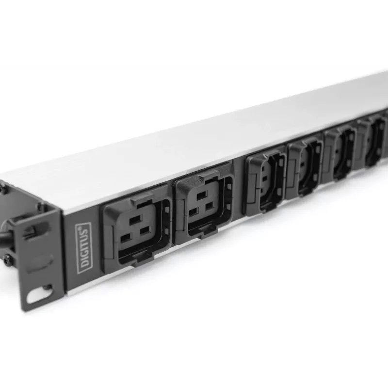 DIGITUS PDU de aluminio 1U para rack 8x C13 2x C19 16A 230VAC 50/60Hz conector IEC C20