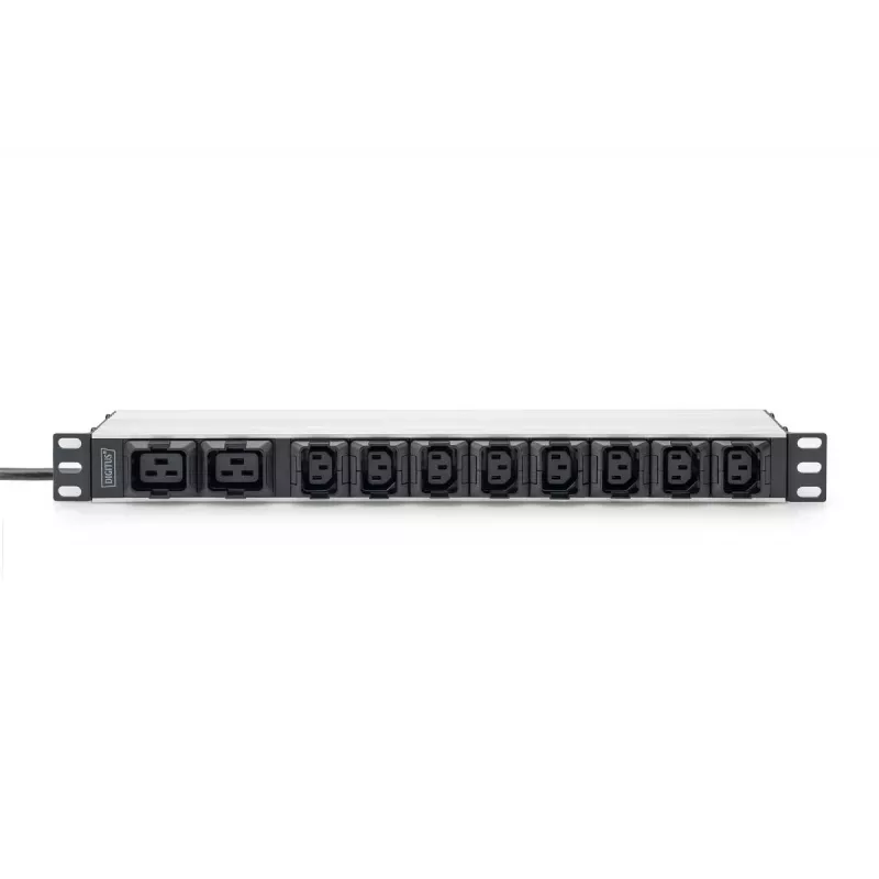 DIGITUS PDU de aluminio 1U para rack 8x C13 2x C19 16A 230VAC 50/60Hz conector IEC C20