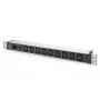 DIGITUS PDU de aluminio 1U para rack 9x C13 10A 230VAC 50/60Hz entrada IEC C14 fusible 10A