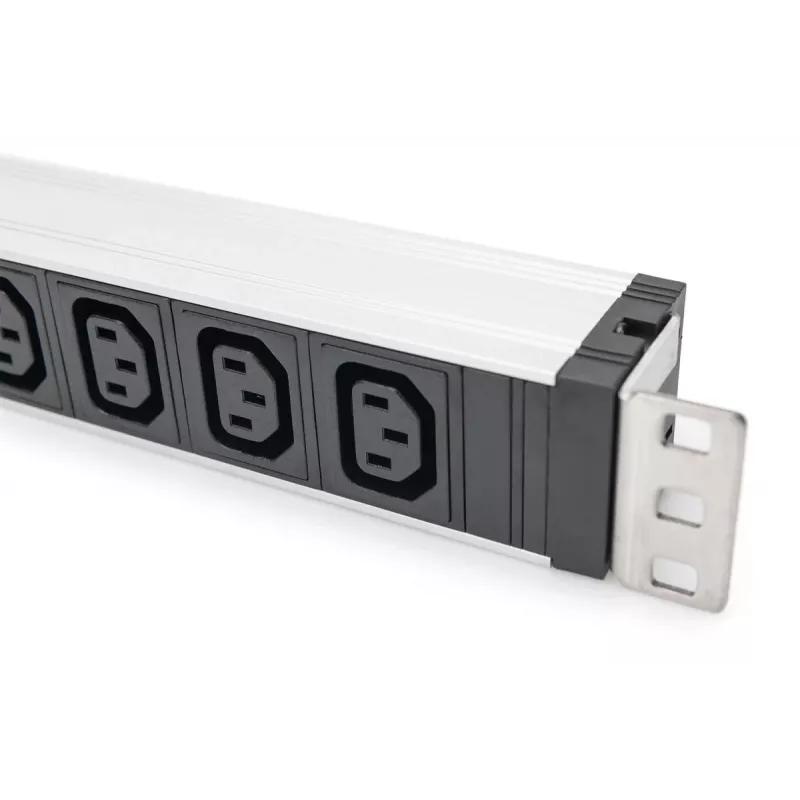 DIGITUS PDU de aluminio 1U para rack 9x C13 10A 230VAC 50/60Hz entrada IEC C14 fusible 10A