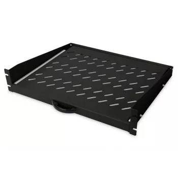 DIGITUS bandeja extraíble 2U para armarios desde 450 mm de profundidad 88x483x352 mm, hasta 30 kg, negra (RAL 9005)