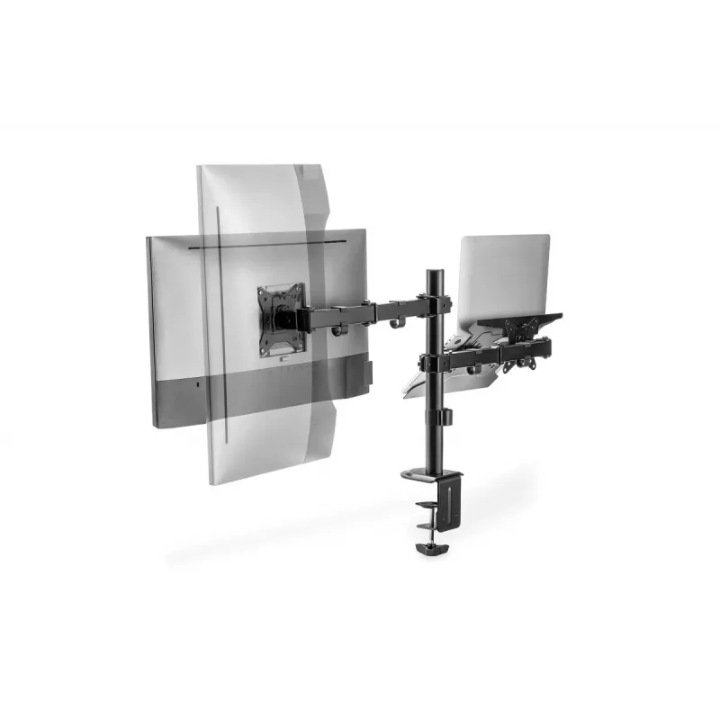 DIGITUS brazo para monitor con soporte para portátil 17-32 pulgadas, 9 kg máx. - pinza de mesa o pasacables