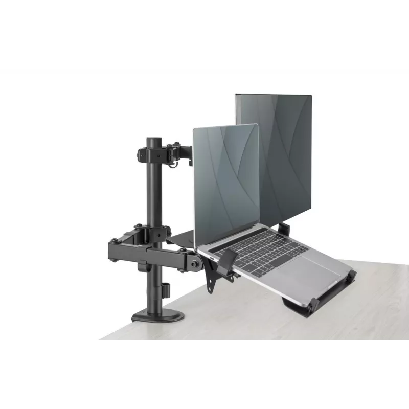 DIGITUS brazo para monitor con soporte para portátil 17-32 pulgadas, 9 kg máx. - pinza de mesa o pasacables