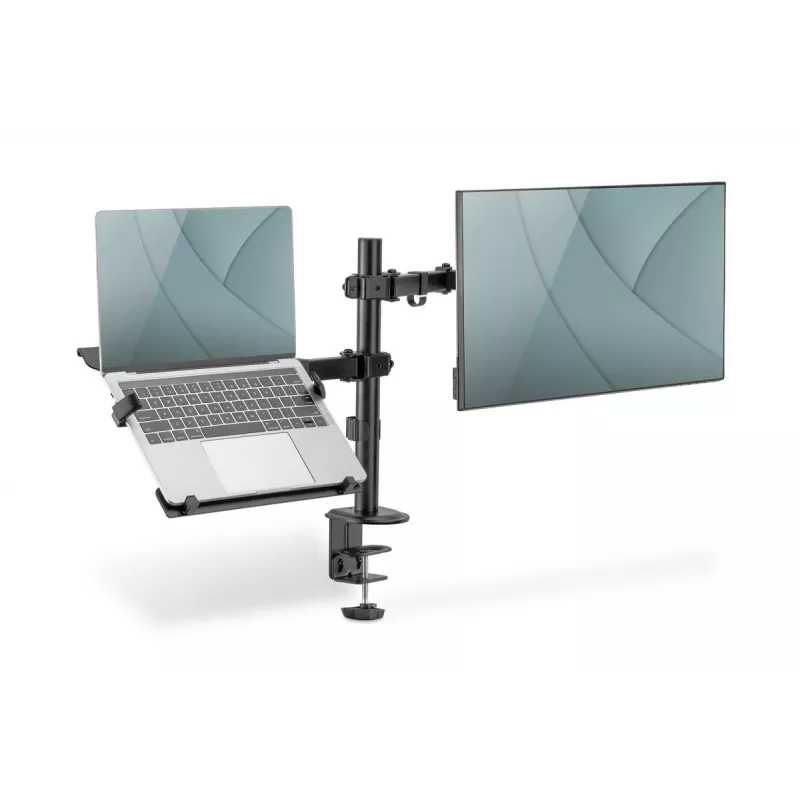 DIGITUS brazo para monitor con soporte para portátil 17-32 pulgadas, 9 kg máx. - pinza de mesa o pasacables