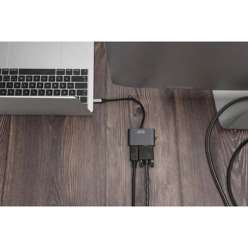 DIGITUS adaptador gráfico USB Type-C 4K 2 en 1 DisplayPort + VGA