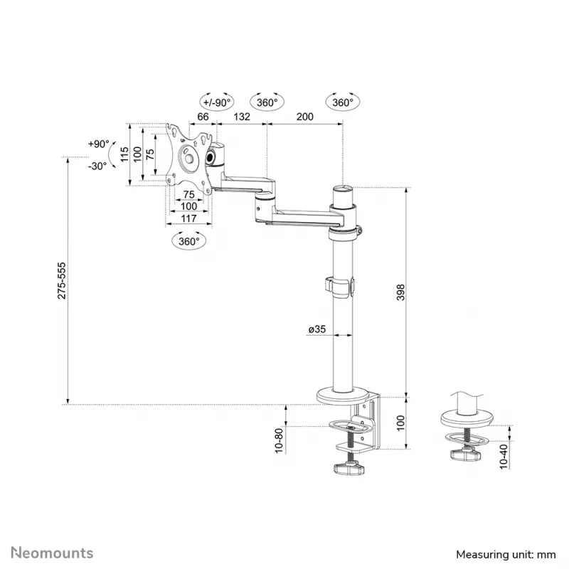 Neomounts DS60-425BL1 Brazo de monitor 17-27