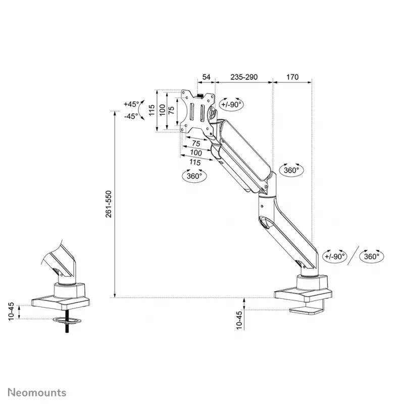 Neomounts DS70PLUS-450WH1 Soporte de monitor 17-49