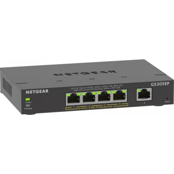 NETGEAR Switch Gigabit Ethernet PoE+ Plus de 5 puertos (GS305EP) Managed L2/L3 Gigabit Ethernet (10/100/1000) Power over Ethernet (PoE) Negro