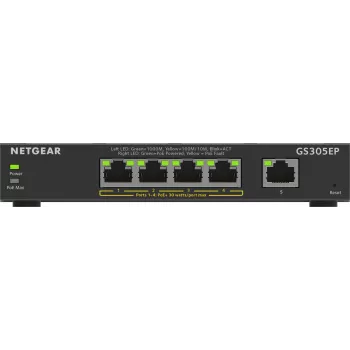 NETGEAR Switch Gigabit Ethernet PoE+ Plus de 5 puertos (GS305EP) Managed L2/L3 Gigabit Ethernet (10/100/1000) Power over Ethernet (PoE) Negro