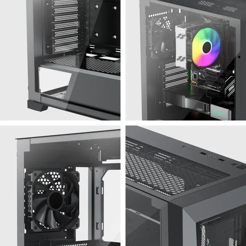 Caja semitorre PC XILENCE XG151 – negra, compatible con ATX/Micro-ATX/Mini-ITX, fuente de alimentación inferior, 2x bahías de 3,5