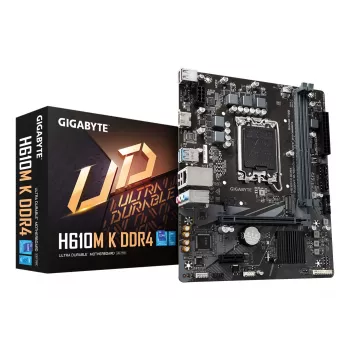 Placa base GIGABYTE H610M K DDR4 - compatible con CPUs Intel Core 14.ª gen., diseño de fases híbrido 3+1+1, hasta 3200 MHz DDR4, 1x PCIe 3.0 M.2, GbE LAN, USB 3.2 Gen 1