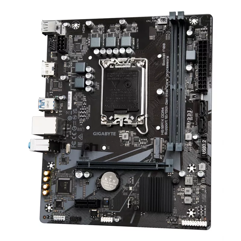 Placa base GIGABYTE H610M K DDR4 - compatible con CPUs Intel Core 14.ª gen., diseño de fases híbrido 3+1+1, hasta 3200 MHz DDR4, 1x PCIe 3.0 M.2, GbE LAN, USB 3.2 Gen 1