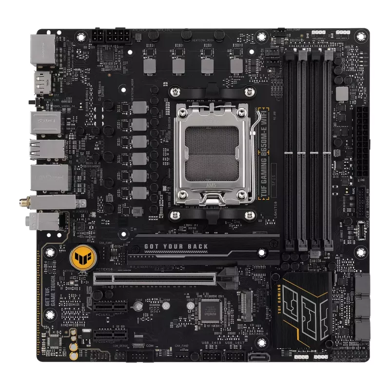 Placa base ASUS TUF GAMING B650M‑E WIFI, AMD B650, Socket AM5, micro ATX, DDR5, 4x DIMM, 128 GB, Wi‑Fi 6, Bluetooth 5.2