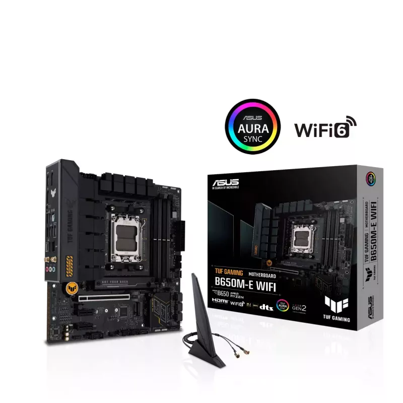 Placa base ASUS TUF GAMING B650M‑E WIFI, AMD B650, Socket AM5, micro ATX, DDR5, 4x DIMM, 128 GB, Wi‑Fi 6, Bluetooth 5.2