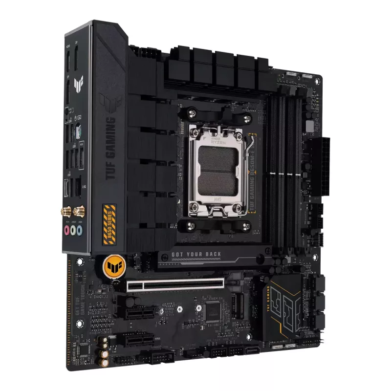 Placa base ASUS TUF GAMING B650M‑E WIFI, AMD B650, Socket AM5, micro ATX, DDR5, 4x DIMM, 128 GB, Wi‑Fi 6, Bluetooth 5.2