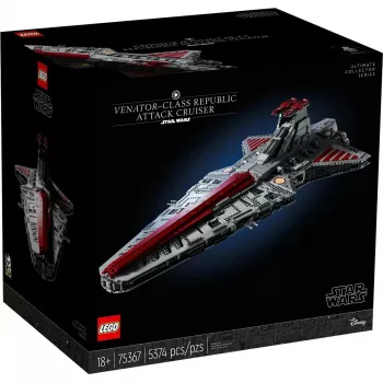 LEGO Star Wars República Crucero de ataque clase Venator 75367 — Set de construcción, 5.374 piezas, 320 mm × 1.090 mm × 540 mm, 2 minifiguras, Edad 18+
